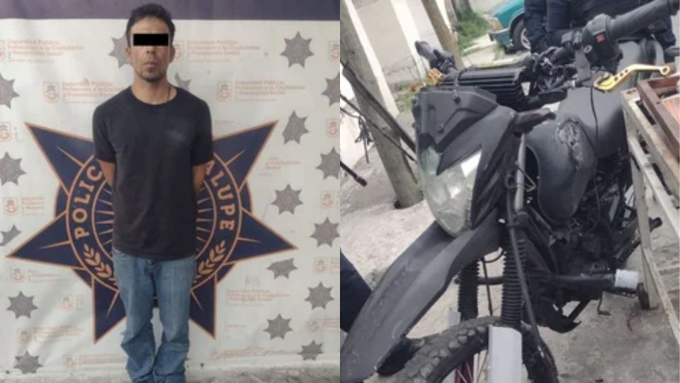 Detienen a hombre tras persecución en Guadalupe por presunto robo de motocicleta.