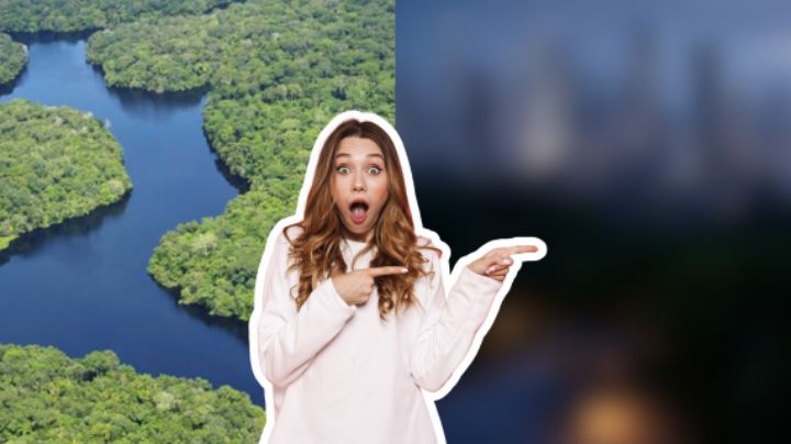 Así luciría la selva amazónica convertida en una ciudad futurista, según la IA.