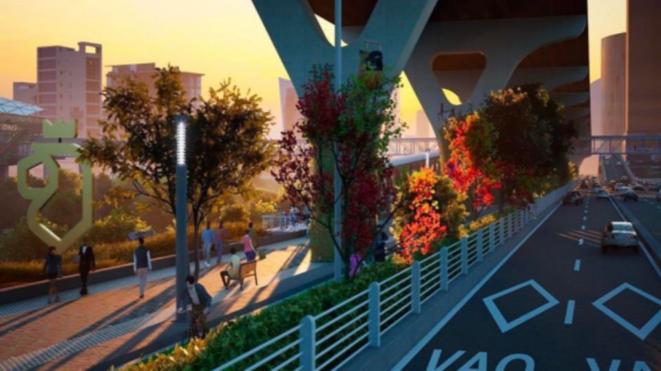 Render del viaducto elevado en la avenida Morones Prieto.