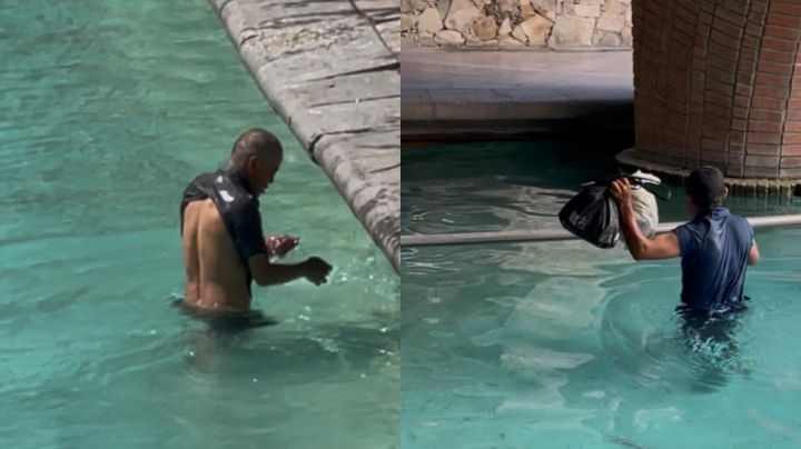Personas en situación de calle se bañan en el Paseo Santa Lucía por altas temperaturas