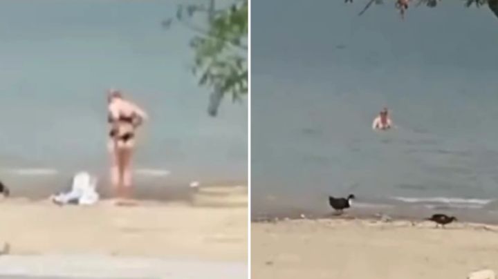 Video: Captan a mujer en traje de baño nadando en la Presa ‘La Boca’