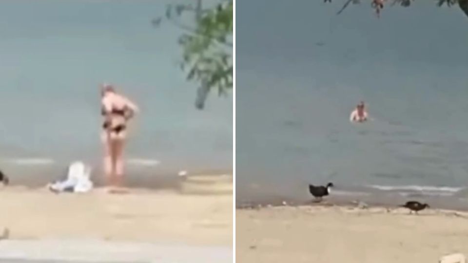 Mujer se mete a nadar a la Presa 'La Boca' en Santiago