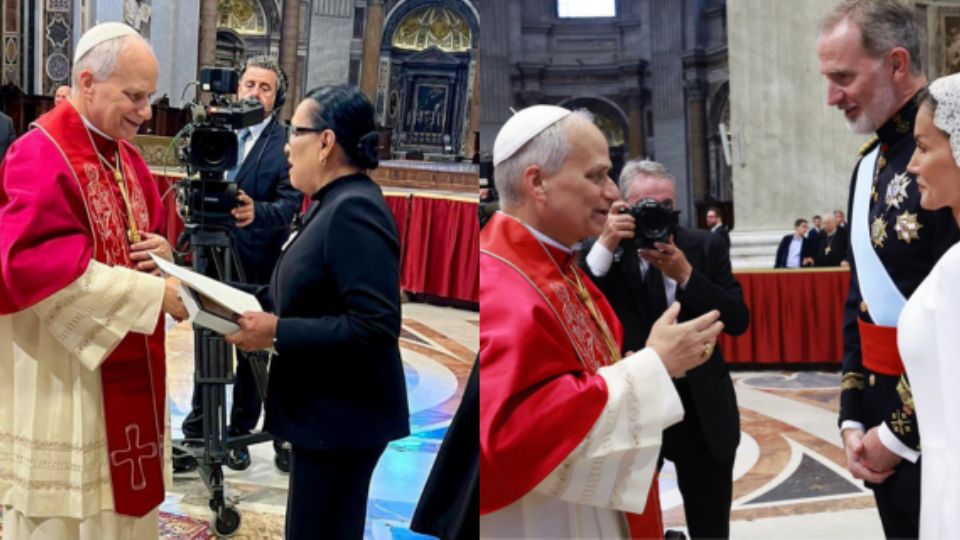 Papa León durante la recepción a las delegaciones de los países del mundo.