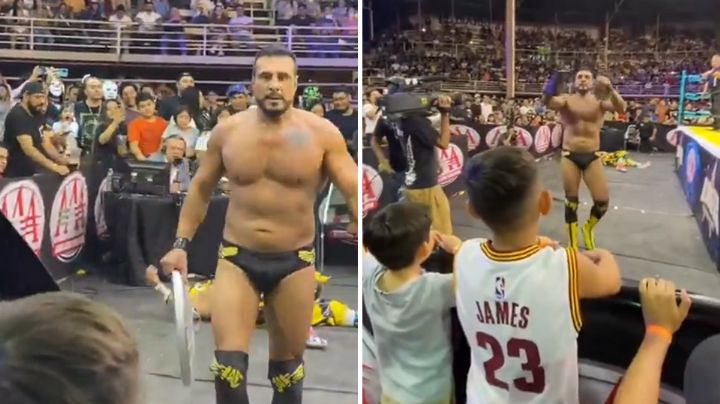 Video: Alberto El Patrón rompe cinturón de juguete a niño durante función en Saltillo