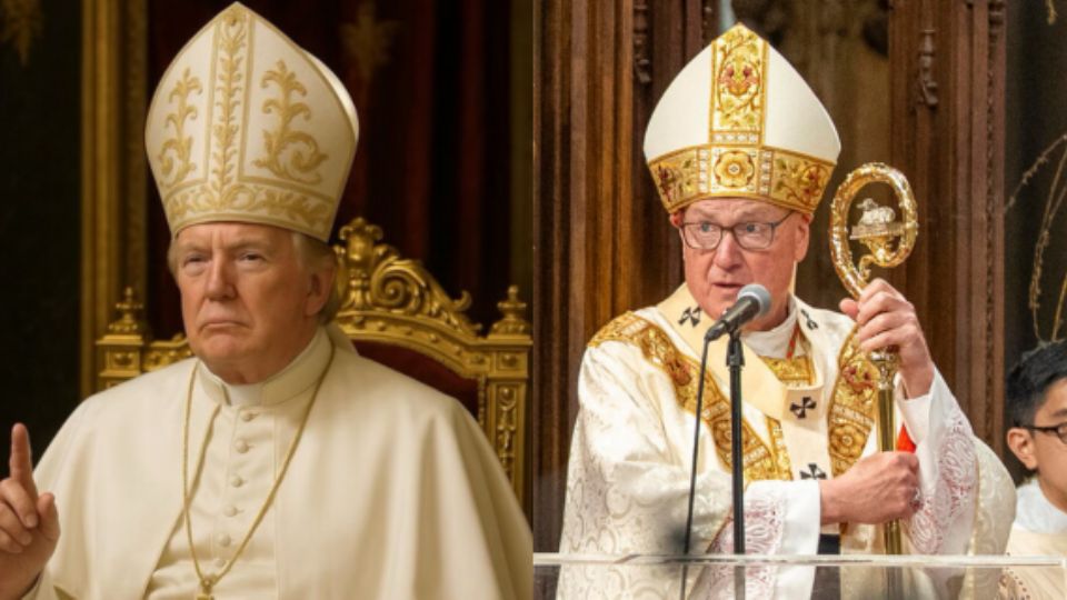 Donald Trump, presidente de EU (izquierda), Timothy Dolan, cardenal de EU (derecha).