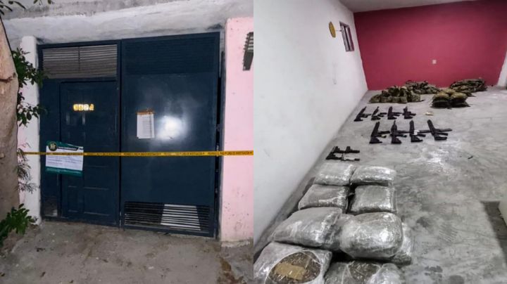 Hallan armas y paquetes de droga dentro de casa en Monterrey