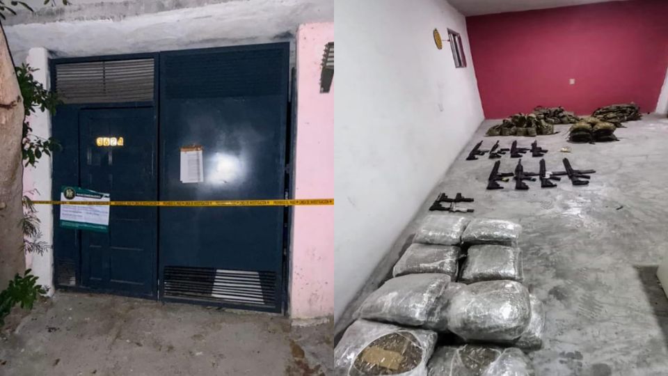 Descubren armas, droga y equipo táctico dentro de casa en Monterrey