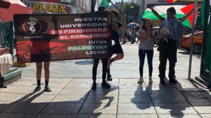Protestan por la liberación de Palestina desde el centro de Monterrey