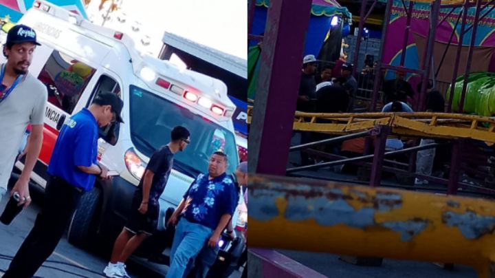 Mujer cae de 2 metros al descarrilarse juego mecánico en la Expo Guadalupe