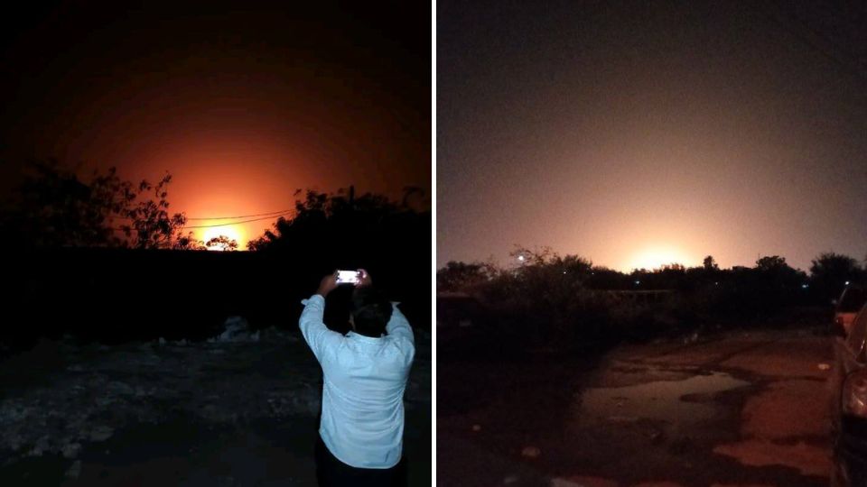 Intensa luz naranja se ve en Matamoros, Tamaulipas