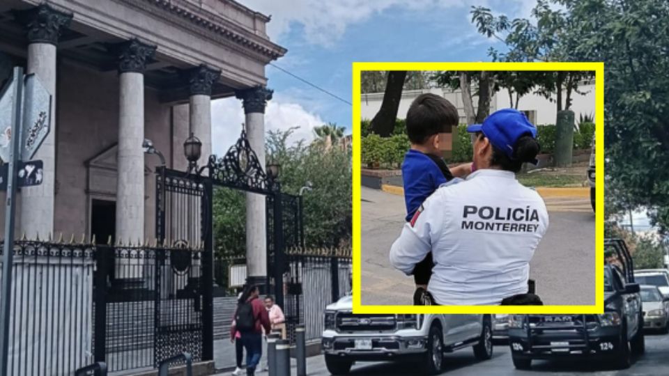 Policía de Monterrey localiza a niño abandonado en iglesia del centro.