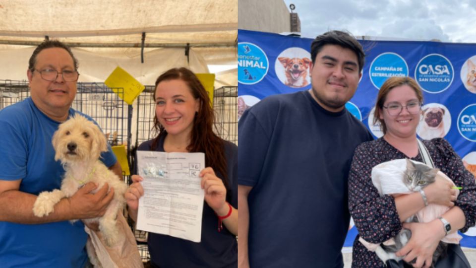 Dueños con sus mascotas en campaña de esterilización.