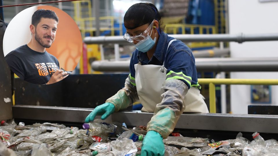 Trabajadora en planta de reciclaje