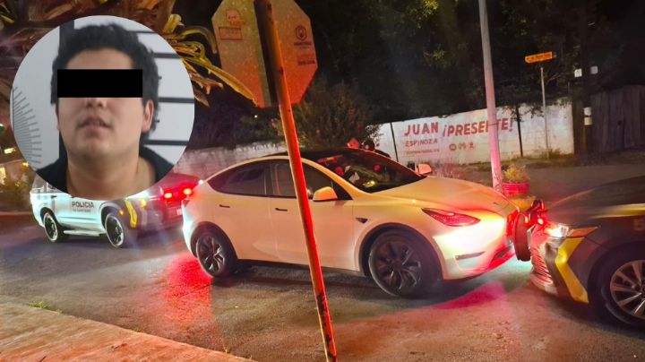 Detienen a joven alcoholizado por obstruir vialidad con su Tesla en Santiago