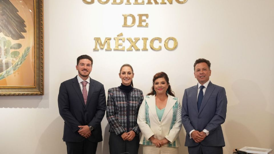 Samuel García con la presidenta Claudia Sheinbaum, el gobernador de Jalisco, Pablo Lemus Navarro y la jefa de Gobierno de la Ciudad de México, Clara Brugada.
