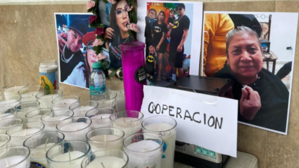 Altar con fotografías de las víctimas en accidente ocurrido en Hualahuises, Nuevo León.