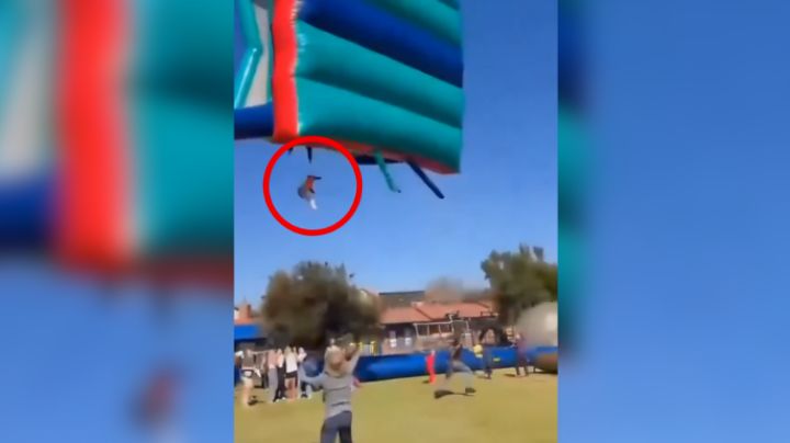 Tragedia en festival escolar: castillo inflable sale volando con niños dentro