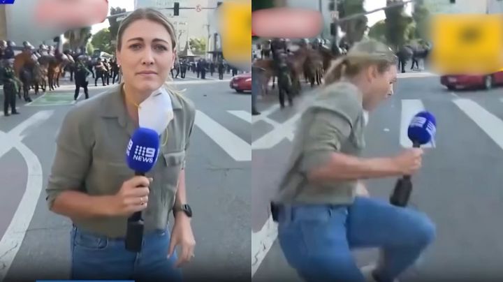 Disparan bala de goma a reportera en plena trasmisión durante protestas en Los Ángeles