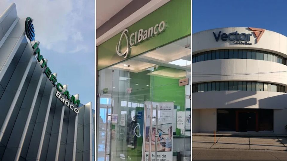 Intercam (de izquierda a derecha), CIBanco y Vector, entidades financieras multadas por el CNBV