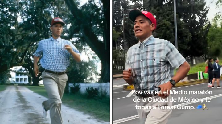 Hombre corre Medio Maratón de CDMX vestido de Forrest Gump y causa sensación