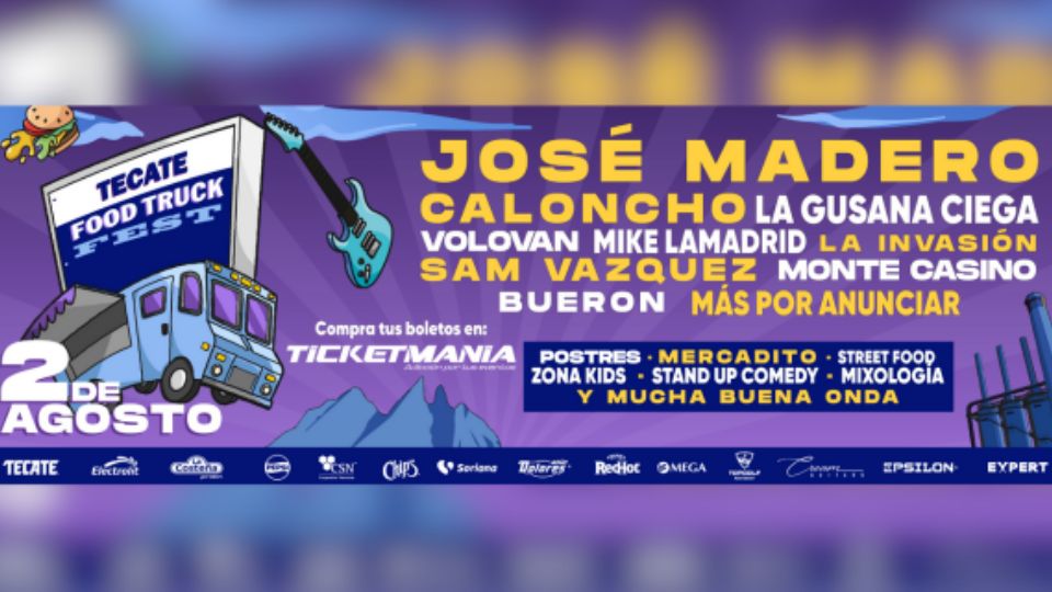 Lineup y cartel oficial del Tecate Food Truck Fest.