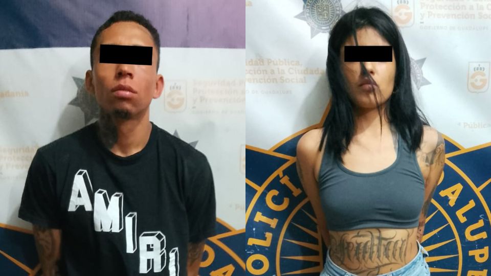 Detienen a pareja por asaltar a conductora de taxi de aplicación en Guadalupe.