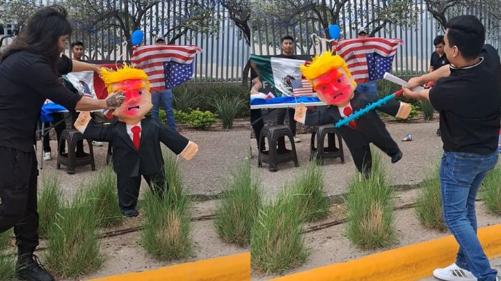 Rompen piñata de Trump en Monterrey en protesta contra redadas migratorias en EU