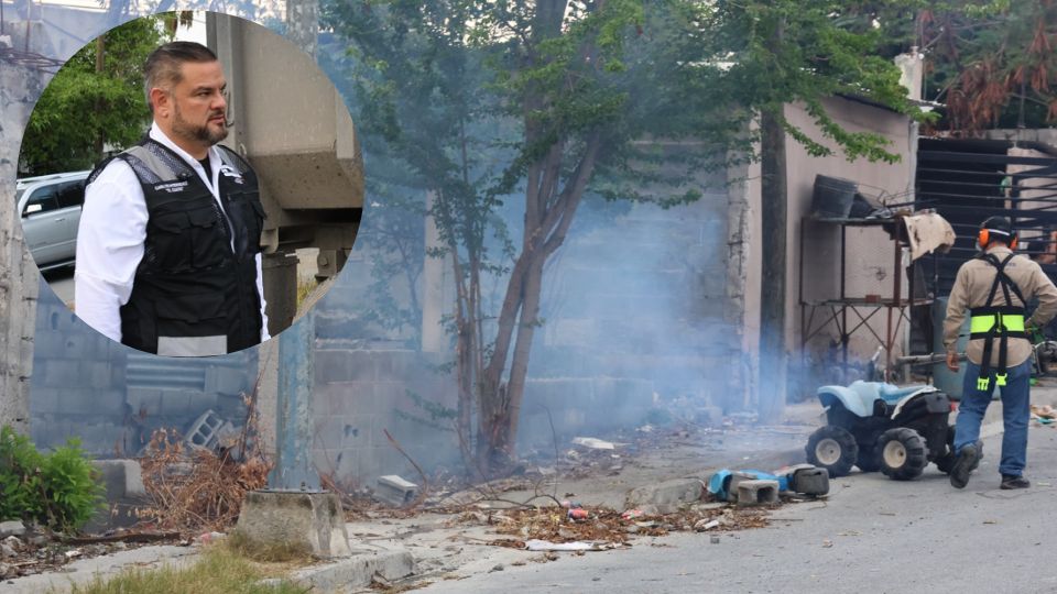 Labores de fumigación en Cadereyta Jiménez