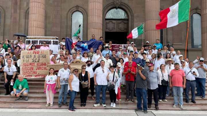 Protestan en Monterrey contra la elección judicial; denuncian irregularidades
