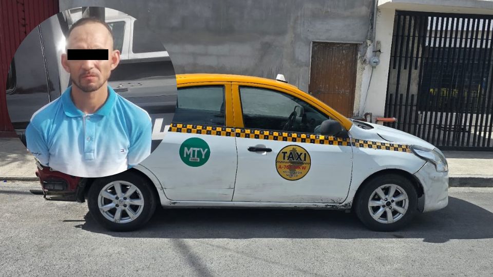 Hombre detenido por conducir taxi con reporte de robo en Monterrey