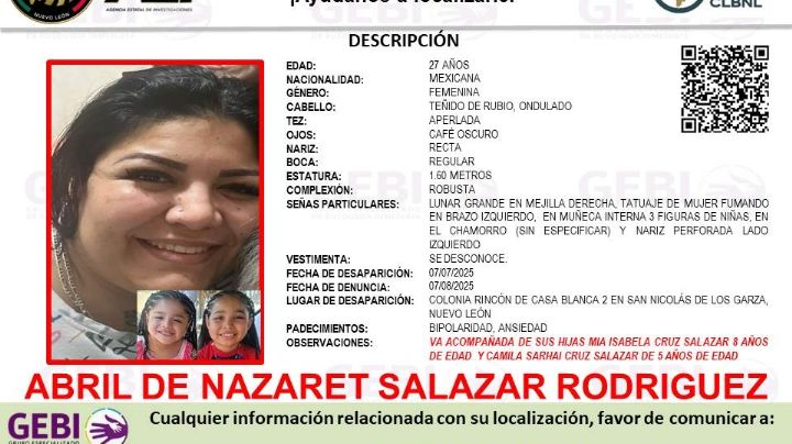 Buscan a madre y dos menores desaparecidas en San Nicolás