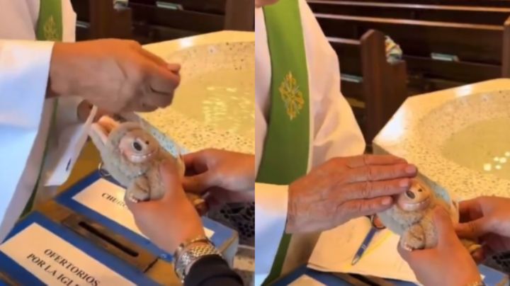 Sacerdote bautiza a un Labubu y desata críticas entre católicos