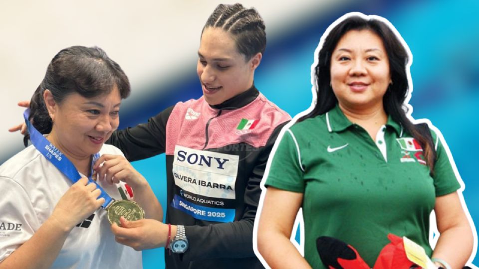 La entrenadora china celebra junto a Osmar Olvera el fin de la racha china