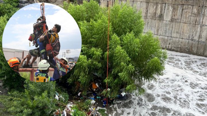 Salvan a hombre de ser arrastrado por la corriente del Arroyo Topo Chico