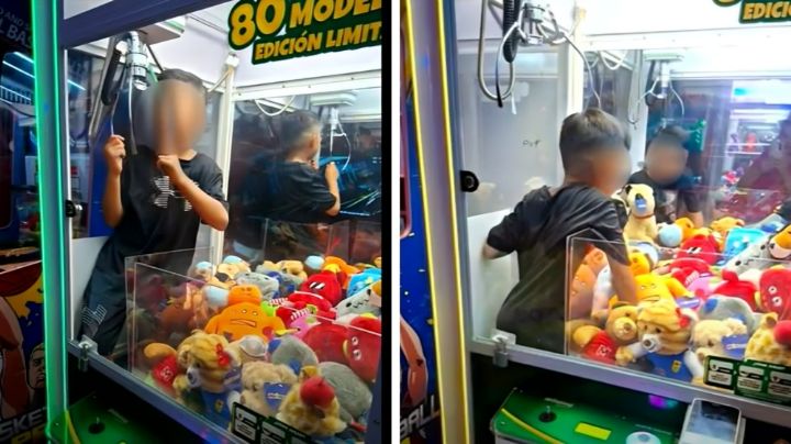 Niño queda atrapado dentro de máquina de peluches en Santa Catarina