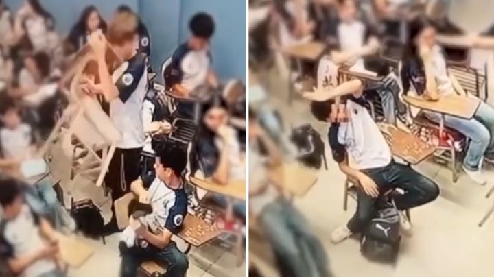 VIDEO: Así fue el momento en que alumno fue golpeado con pupitre en la Prepa 2