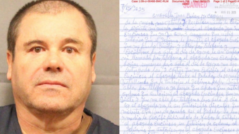 Joaquín 'El Chapo' Guzmán y carta.