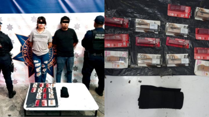 Detienen a pareja por robar más de 3 mil pesos en maquillaje en supermercado de Guadalupe