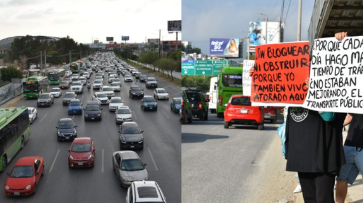 Protestan contra el tráfico y crisis de movilidad en plena hora pico en Guadalupe