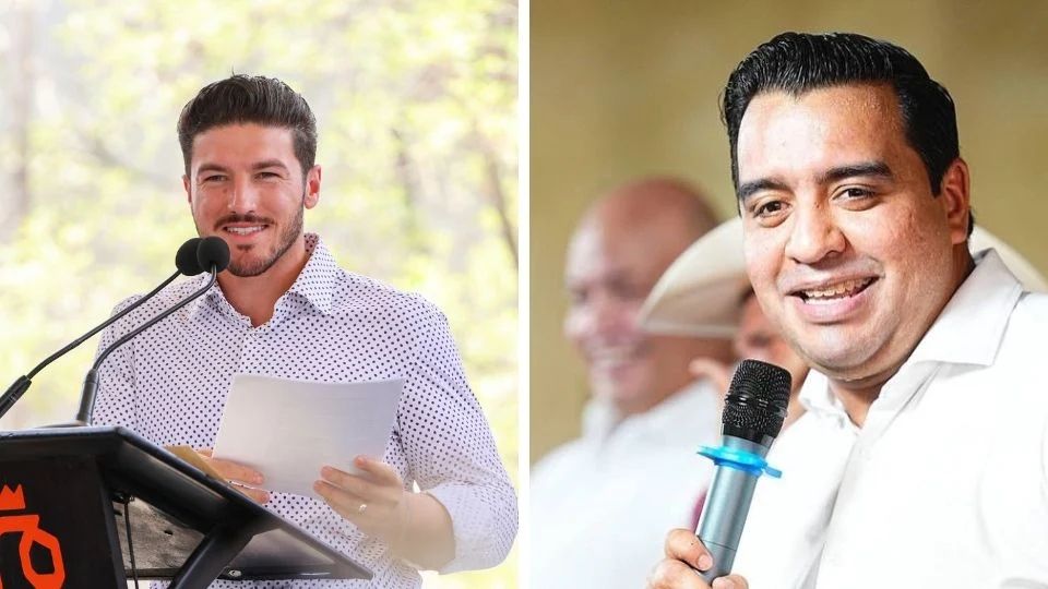 El gobernador Samuel García y el alcalde de Santa Catarina Jesús Nava.