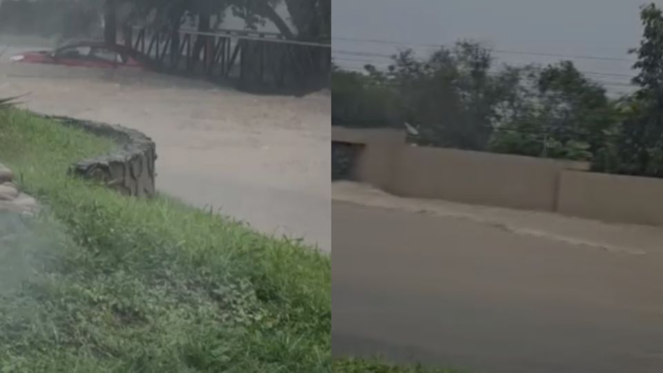 Inundaciones al sur de Monterrey.