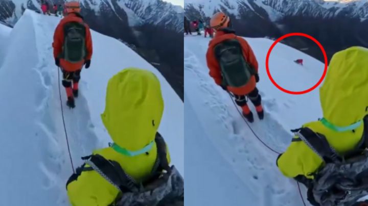 Alpinista cae y muere en una montaña de China al quitarse su arnés para una foto