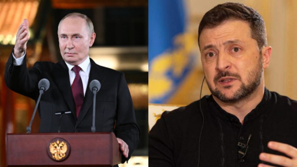 Vladímir Putin, presidente de Rusia, y Volodímir Zelenski, presidente de Ucrania.