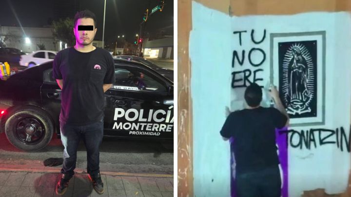 Cae por realizar grafiti junto a imagen de la Virgen de Guadalupe en Monterrey