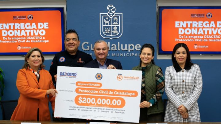 Recibe Protección Civil de Guadalupe donativo económico