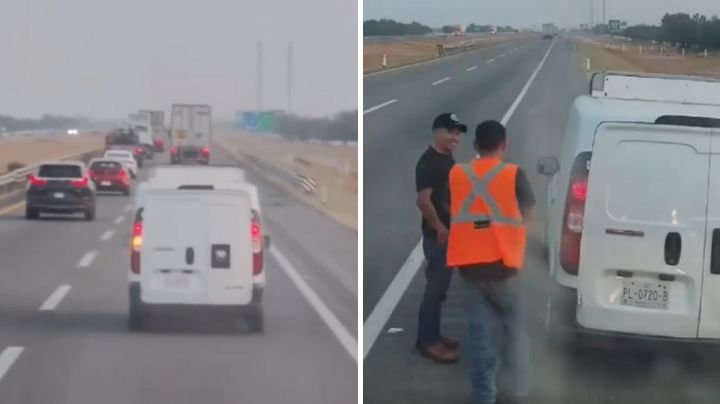 Video: Trailero protege y salva a conductor que dormitaba en la Monterrey-Laredo