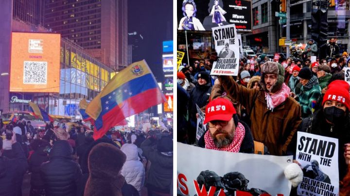 Llegada de Maduro a Nueva York genera festejos ante corte y protestas en Times Square