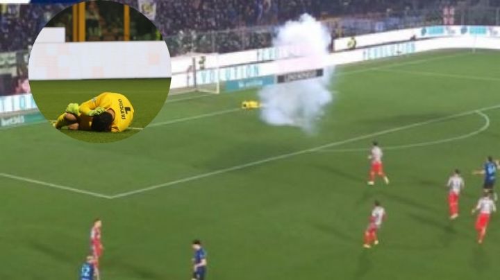 Lanzan bomba a portero ¡en pleno partido!