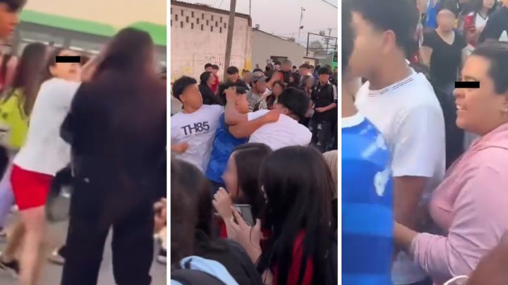 Alumnos y padres de familia desatan riña cerca de la prepa 1 de Apodaca