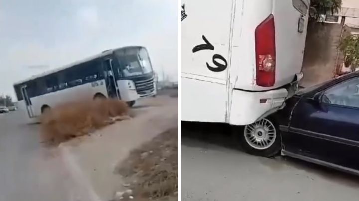 Camión ‘se escapa’ y choca en Monterrey mientras chofer estaba en el baño